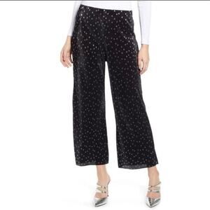 NWOT Topshop Pleated Silver Polka Dot Black Pants